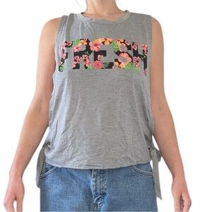 Fresh Floral Print Grey Top